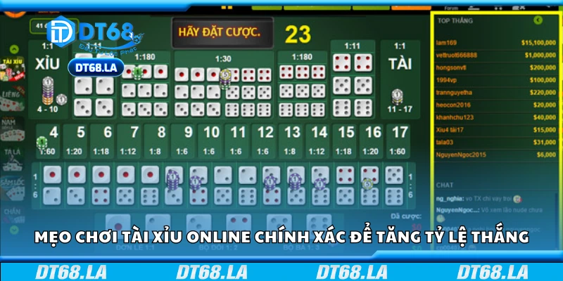 Mẹo chơi tài xỉu online chính xác để tăng tỷ lệ thắng